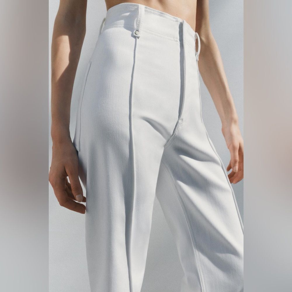 NWT Zara Wide Leg Tailored White Denim Jeans Size EU 40 US 8 - Picture 6 of 13